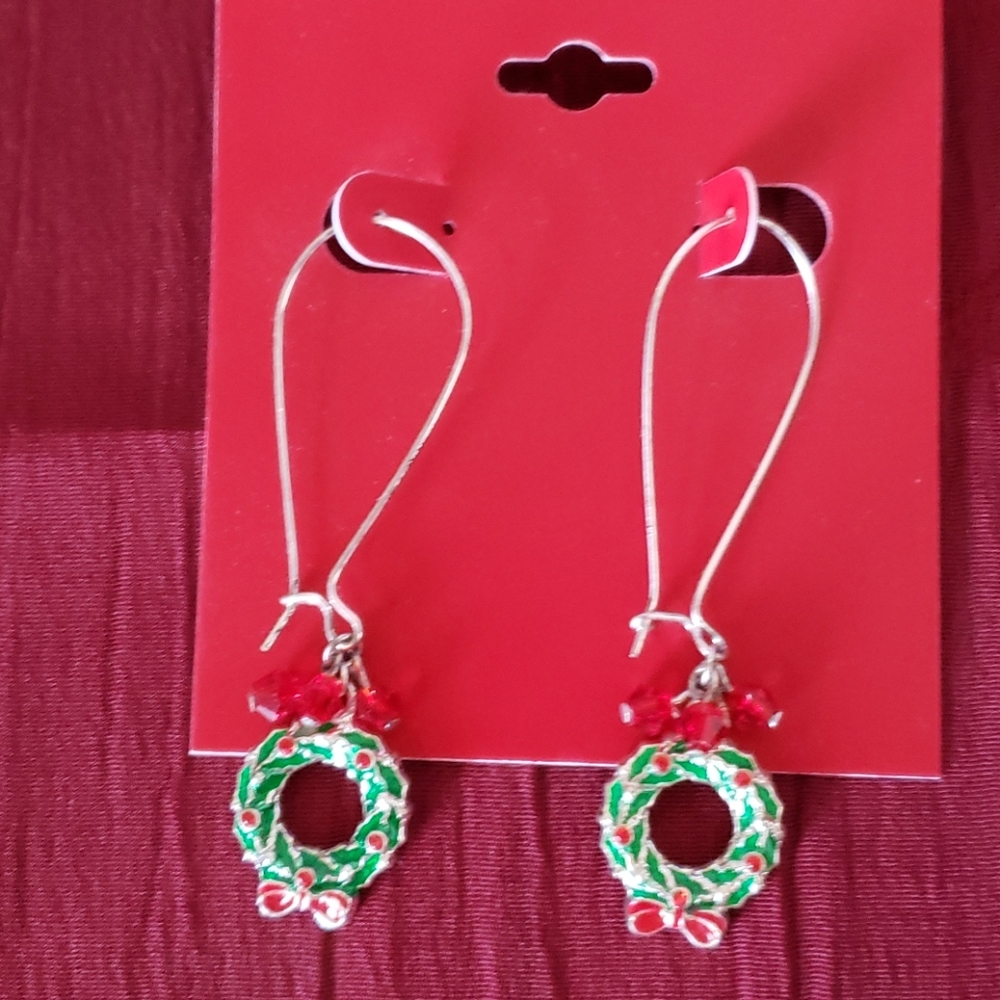 Christmas wreath earrings